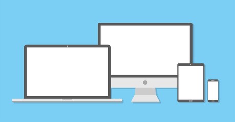 Set of computer, laptop in a flat vector style