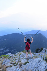 Hiker woman looking at the landscape