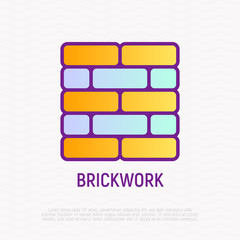 Brickwork thin line icon. Modern vector illustration of construction.