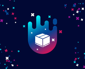 Parcel box simple icon. Logistics delivery sign. Package tracking symbol. Cool banner with icon. Abstract shape with gradient. Vector - obrazy, fototapety, plakaty