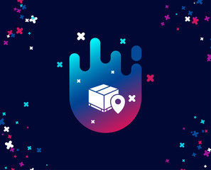 Parcel tracking simple icon. Delivery monitoring sign. Shipping box location symbol. Cool banner with icon. Abstract shape with gradient. Vector - obrazy, fototapety, plakaty