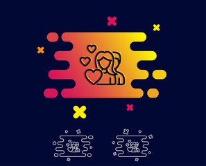 Couple Love line icon. Group of People sign. Valentines day symbol. Gradient banner with line icon. Abstract shape. Vector