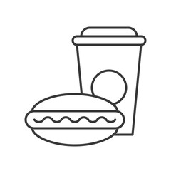Hotdog and soft drink, Fast food outline icon