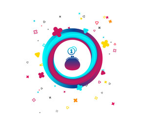 Fototapeta premium Wallet sign icon. Cash coins bag symbol. Colorful button with icon. Geometric elements. Vector