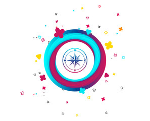 Compass sign icon. Windrose navigation symbol. Colorful button with icon. Geometric elements. Vector