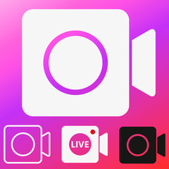 Social media Instagram video camera icon, symbol, web. Camera button, app, ui. EPS 10