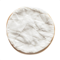 Camembert Cheese isolated on white background, top view.