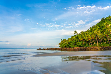 Beautiful Tropical Beach blue ocean background Summer view Sunshine at Sand and Sea Asia Beach Thailand Destinations 