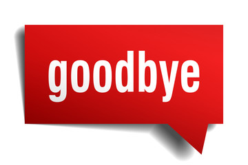 goodbye red 3d speech bubble