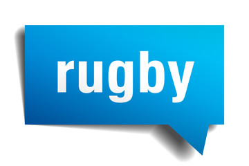 rugby blue 3d speech bubble
