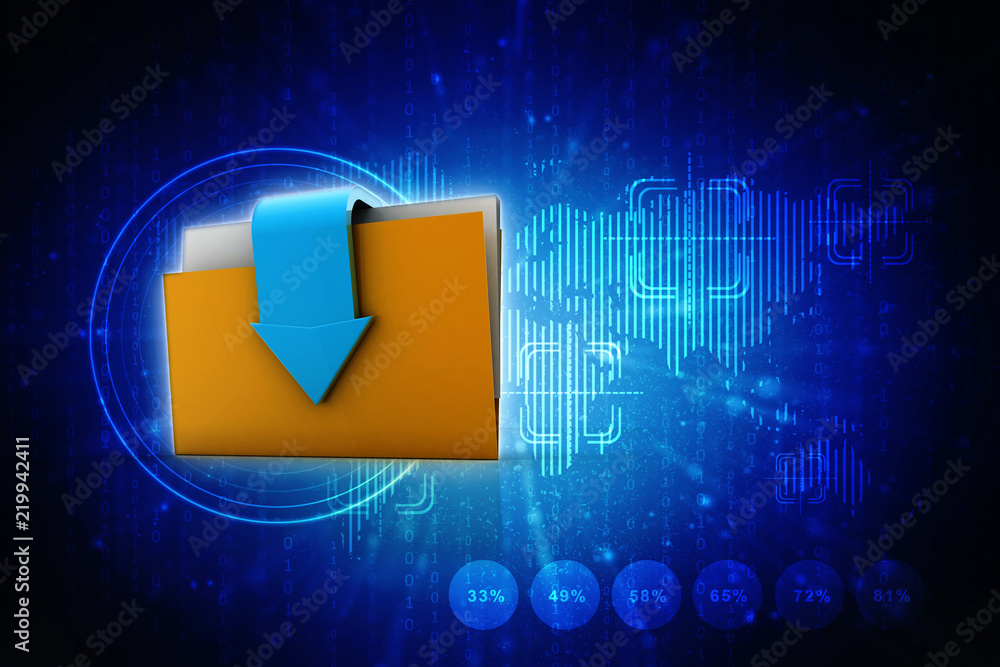 Poster 3d rendering folder with documents