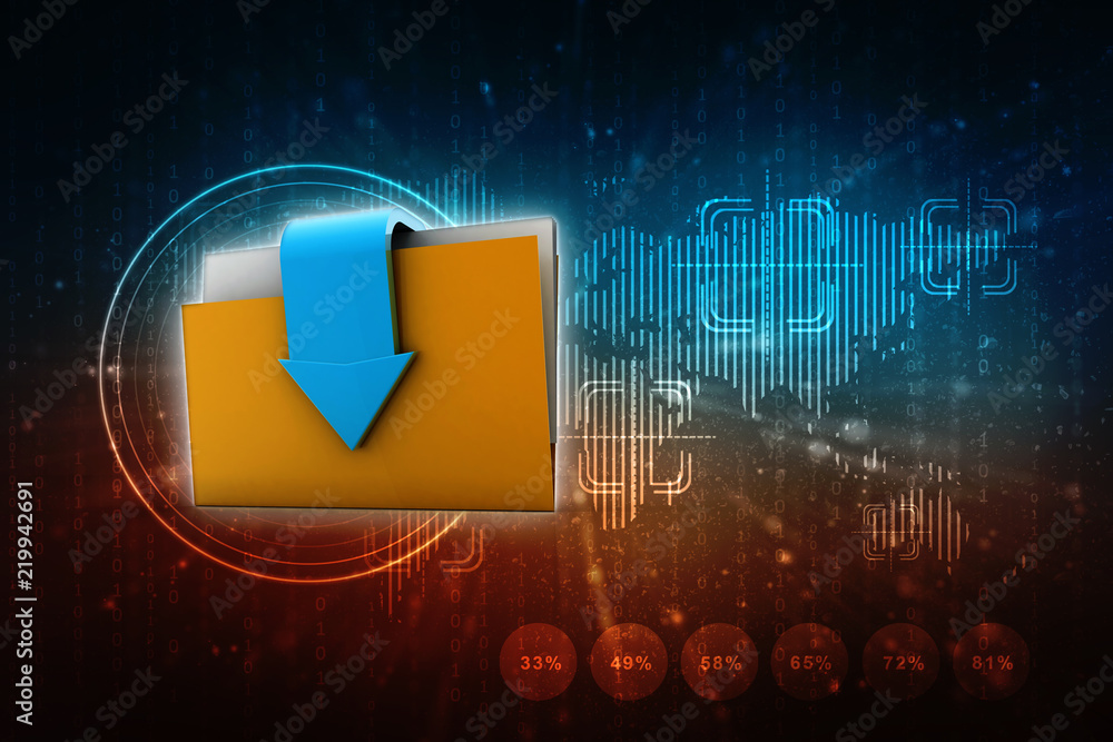 Poster 3d rendering folder with documents