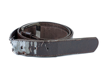Damaged fake leather men's belt