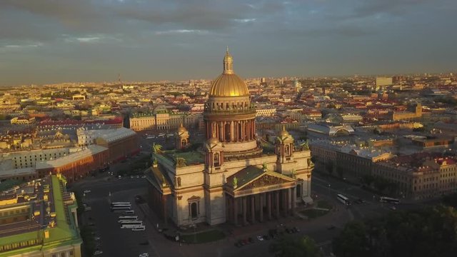 Aerial view. St. Petersburg. Isakiev Square, Isakievsky Cathedral.