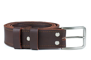 Brown genuine leather men's belt