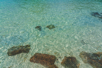   Beautiful Water Sea Ocean background pattern Tropical Beach blue Summer view Sunshine at Sand and Sea Asia Beach Thailand Destinations 