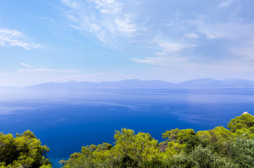 Fototapeta na wymiar Amazing scenery by the sea in Theologos, Greece, with stunning views to Euboea island
