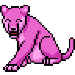 Obraz premium vector pixel art pink panther