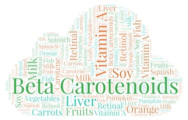Obraz premium Beta Carotenoids word cloud.