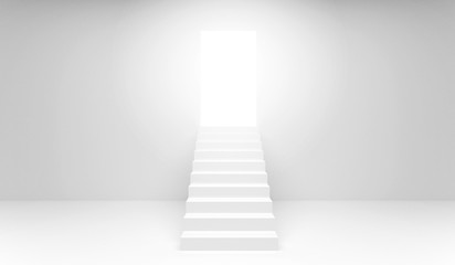 Stairway with open door 3d rendering
