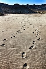 Footprints in the sand in Cabo de Gata, Almeria