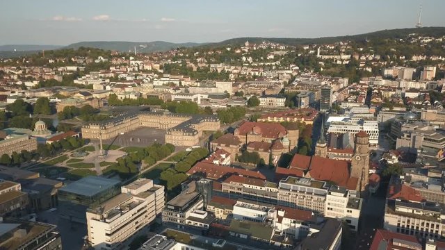 Cityscape of Stuttgart, one of the most important industrial cities in Germany. Aerial view
