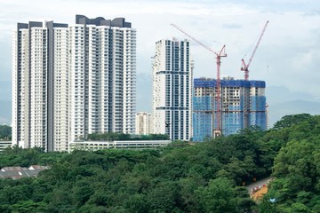 Shot of construction area in at high ground. Nature and balance concept background. Environment conservation concept. ​