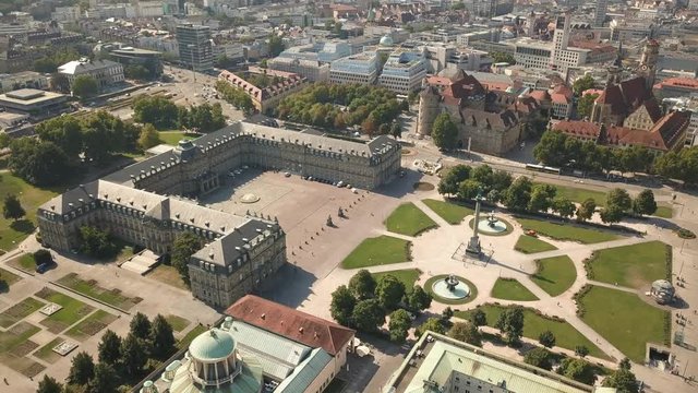 Aerial view of Schlossplatz. Palace square in Stuttgart
