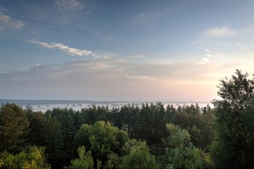Fototapeta na wymiar Morning mist and sunrise.