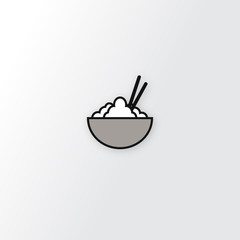 Rice bowl icon line symbol. Premium quality isolated japan food element in trendy flat style.