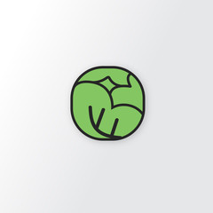 Cabbage icon. Flat design. Line art. Vector illustration.
