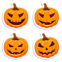 Set pumpkin on white background. The main symbol of the Happy Halloween holiday. Orange pumpkin with smile for your design for the holiday Halloween. Vector illustration.