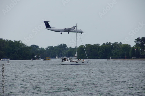Plane Approaching Billy Bishop Toronto City Airport On