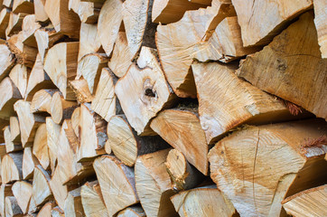 pine firewood folded, close-up