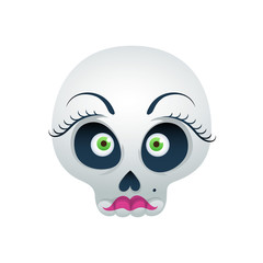 Naklejka premium Funny skull vector illustration - beautiful lady.