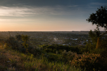 закат в деревне