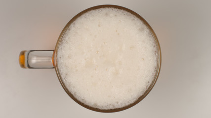 TOP VIEW: Beer mug on a table
