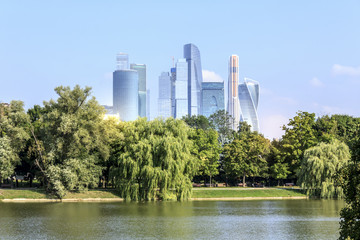 Moscow city center skyline. Downtown view. Sunny summer day. © InnaPoka