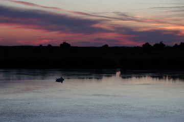 Coucher de soleil sur le domaine de Certes, Bassin d'arcachon