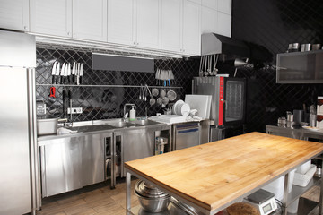 Interior of professional kitchen in restaurant