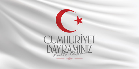 29 Ekim Cumhuriyet Bayrami. 29 october Republic Day Turkey and the National Day in Turkey, billboard wishes card design. (TR: 29 Ekim Cumhuriyet Bayrami Kutlu Olsun.)
