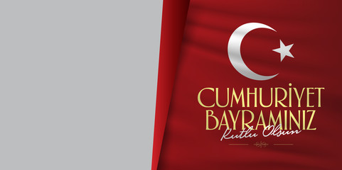 29 Ekim Cumhuriyet Bayrami. 29 october Republic Day Turkey and the National Day in Turkey, billboard wishes card design. (TR: 29 Ekim Cumhuriyet Bayrami Kutlu Olsun.)