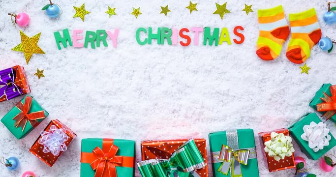 Stop motion christmas and gift box Decoration for christmas background  