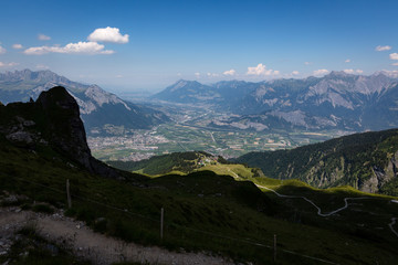 The way down the mountain in the Pizol Region in Switzerland