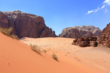 Red dunes in the Wadi Rum desert, Jordan
