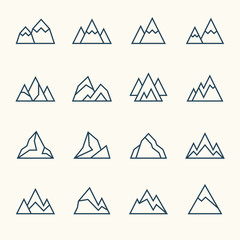 Mountains line icons