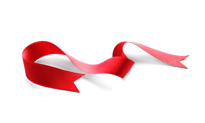 Simple red ribbon on white background