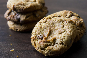 Cookies on dark wooden background