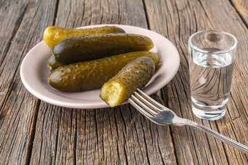 vodka and lard, russian snack for drinking alcohol