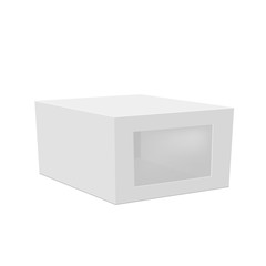 Fototapeta premium Blank paper box packaging with plastic window. Vector